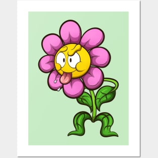 Cartoon Flower Sticking It’s Tongue Out Posters and Art